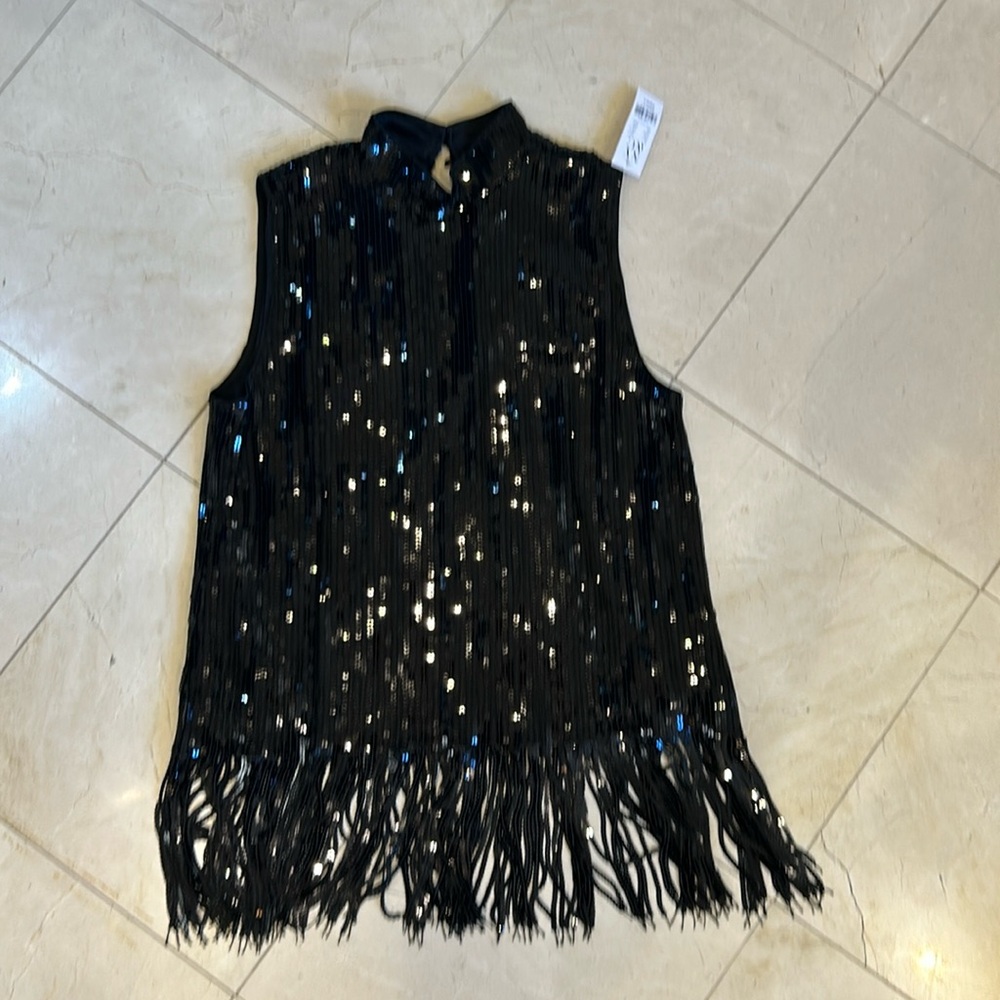 New York & Company Sequin Shirt Small